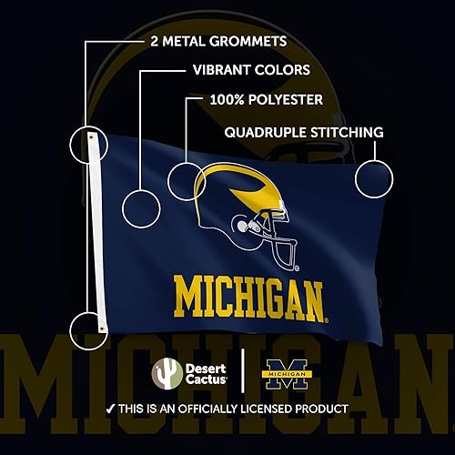 Miniatura 4 de Desert Cactus Bandera de la Universidad de Michigan Wolverines UM U of M Banners 100% poliéster para interiores y exteriores, banderas de 3 x 5 pies