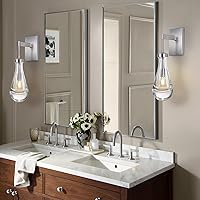 Vista 6 de Juego de dos apliques de pared, apliques de gota de lluvia de níquel, iluminación de pared para interiores, para dormitorio, aplique de baño