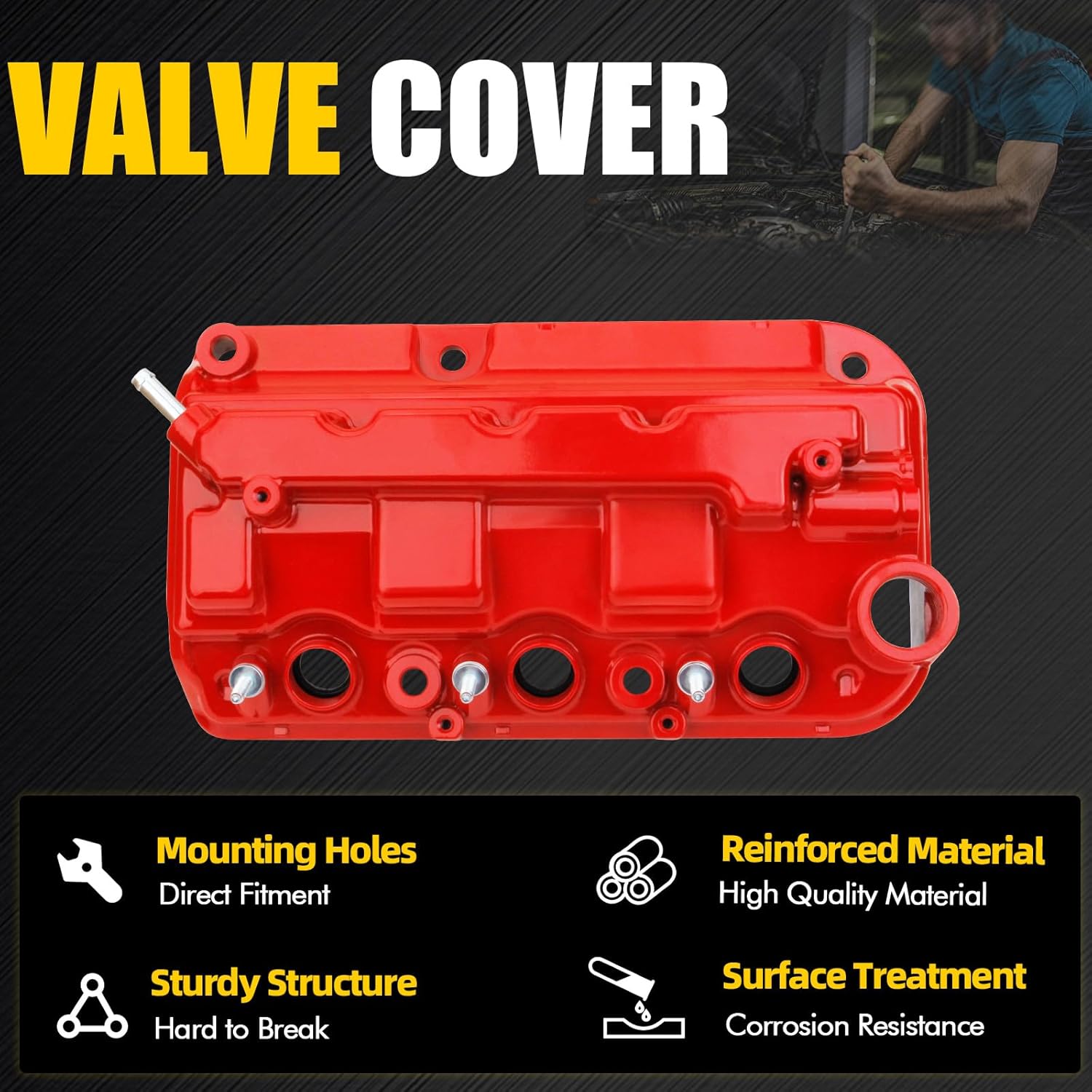 Aluminum Engine Valve Cover Compatible with 2008-2017 Honda Accord Crosstour Odyssey Pilot Ridgeline 2012-2015 Acura RDX TL Replace 12310R70A00