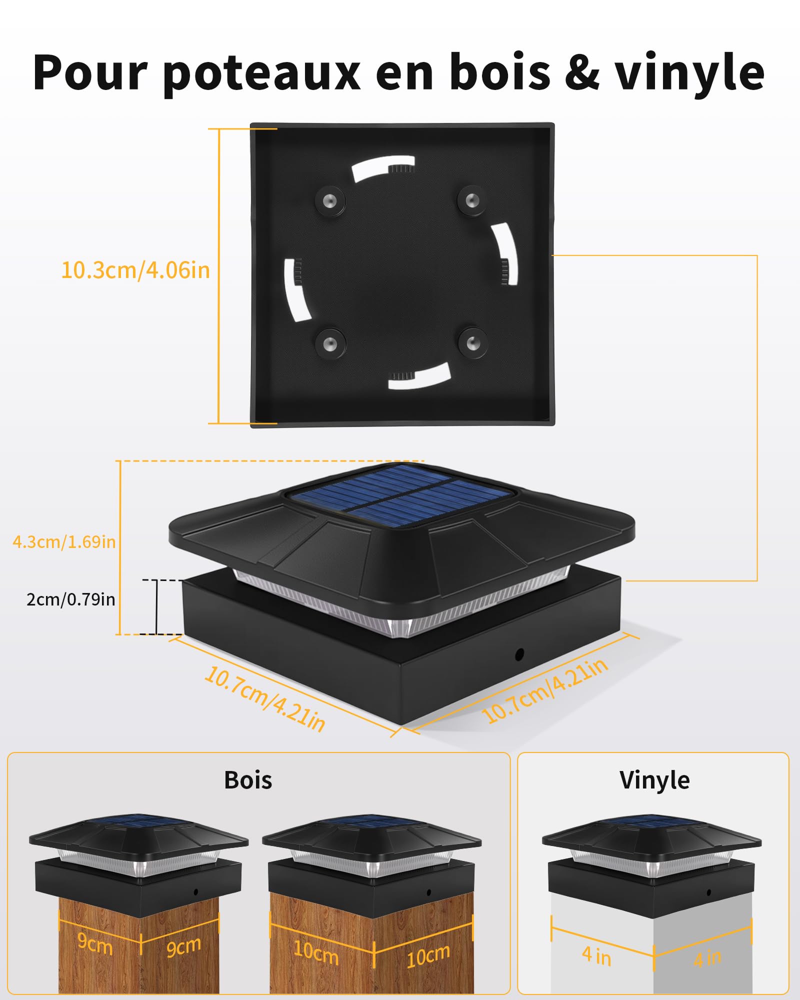 BRIMAX Lampe Solaire Poteau 10x10cm 3000K-6000K LED Étanche