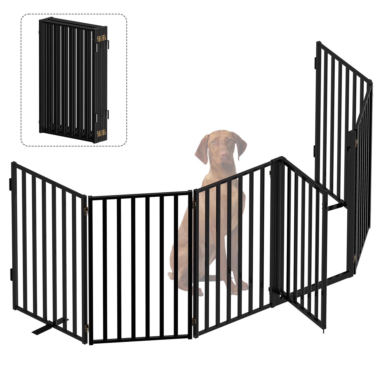Photo 1 of Bknius 36" 6-Panel Freestanding Dog Gate with Door