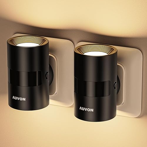 AUVON Luce Notturna da Presa con Sensore di Movimento e Sensore Crepuscolare, LuminositΓ Superiore e Inferiore Regolabile, Innovativa di Rotazione di 90Β° per Camere da Letto, Bagni, Corridoi, Cucine