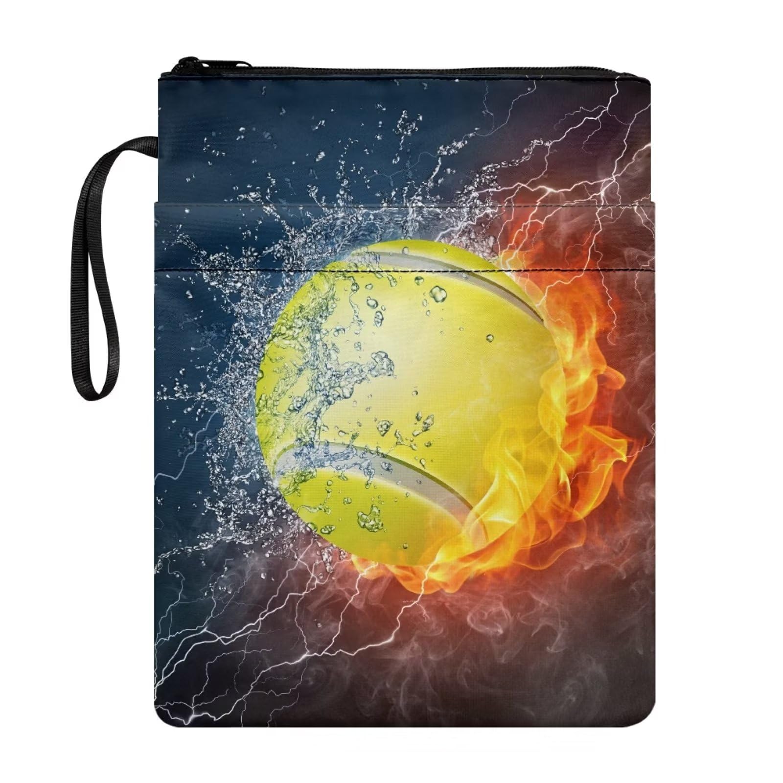 NETILGEN Lightning Fire Tennies Book Cover Protector with Zipper and Front Pouch Pen Holder, Book Lovers Gifts, Washable Fabric Book Protector Cover Paperback Book Sleeve โ image 1