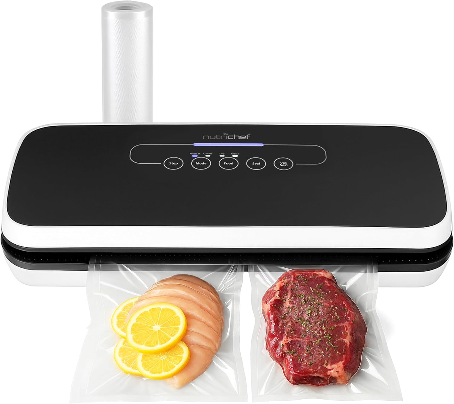 NutriChef Automatic Vacuum Air Sealing System for Food Preservation with Starter Kit, Compact Design, Lab Tested, Dry & Moist Food Modes with Led Indicator Lights, Black - Image 8