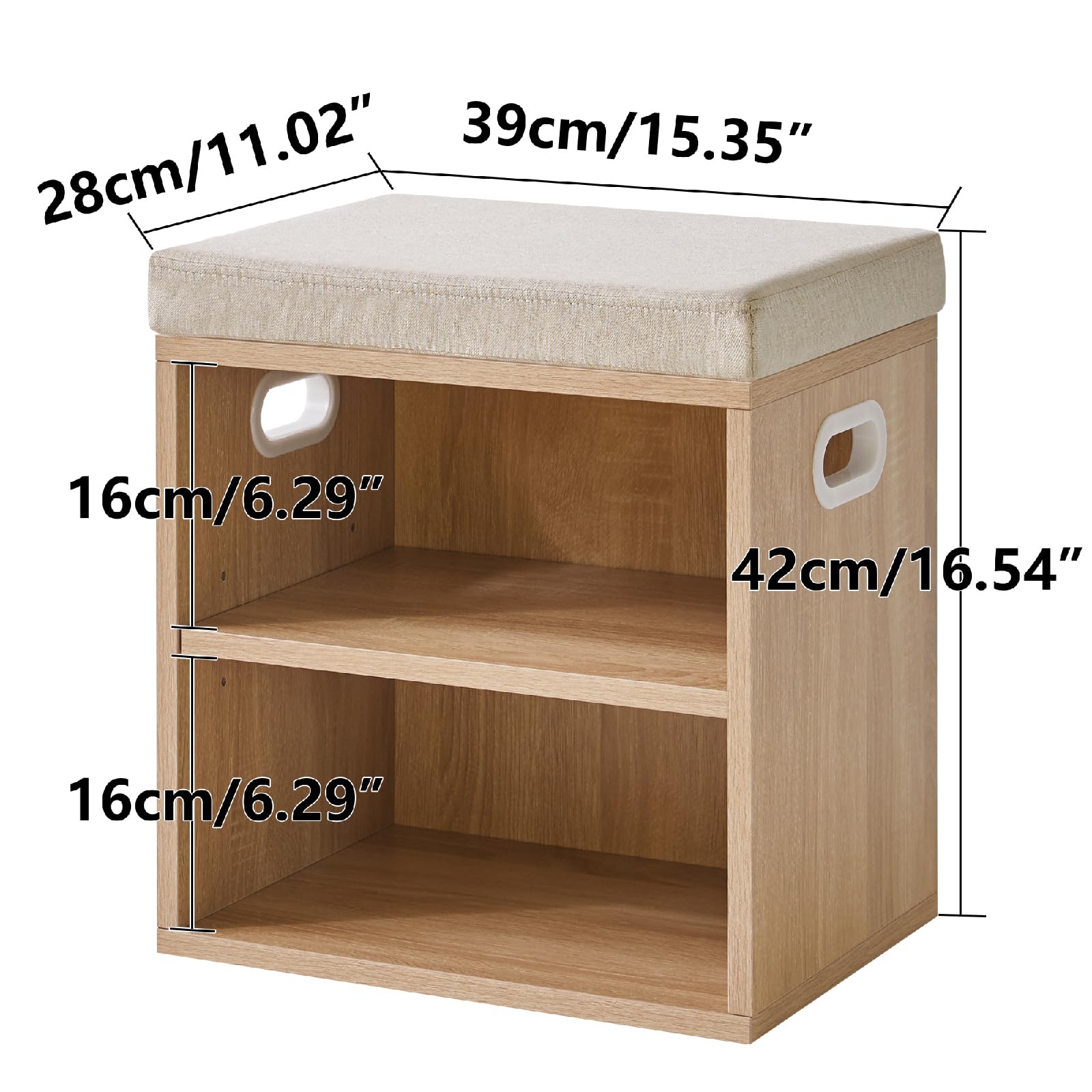 YMYNY Panca per scarpe con cuscino, scarpiera a 2 ripiani, 15,4 x 11 x 16,54 cm, colore naturale chiaro