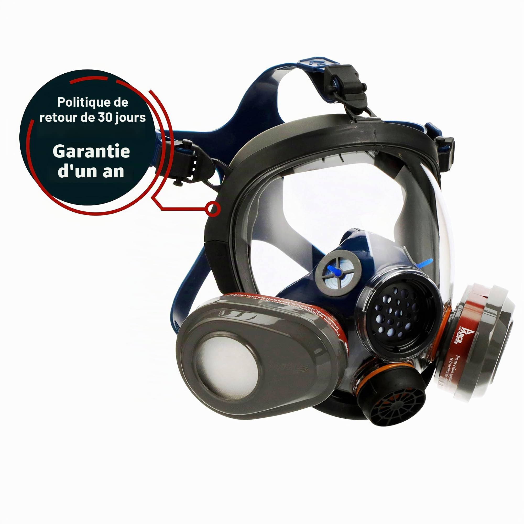 PD-101 Masque respiratoire intégral tactique et de survie contre les vapeurs organiques et les particules - Protection respiratoire FFP2 - masque intégral d’urgence contre les gaz et la fumée