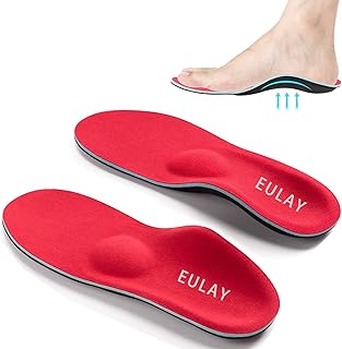 2 Pairs Plantar Fasciitis Orthotic Arch Support Shoe Inserts Insoles for Flat Feet,High Arch,Foot Pain,Foot Valgus,Over Pronation,Insoles For Men and Women (Red, XL MEN 9-9.5 WOMEN 1-11.5 Red)