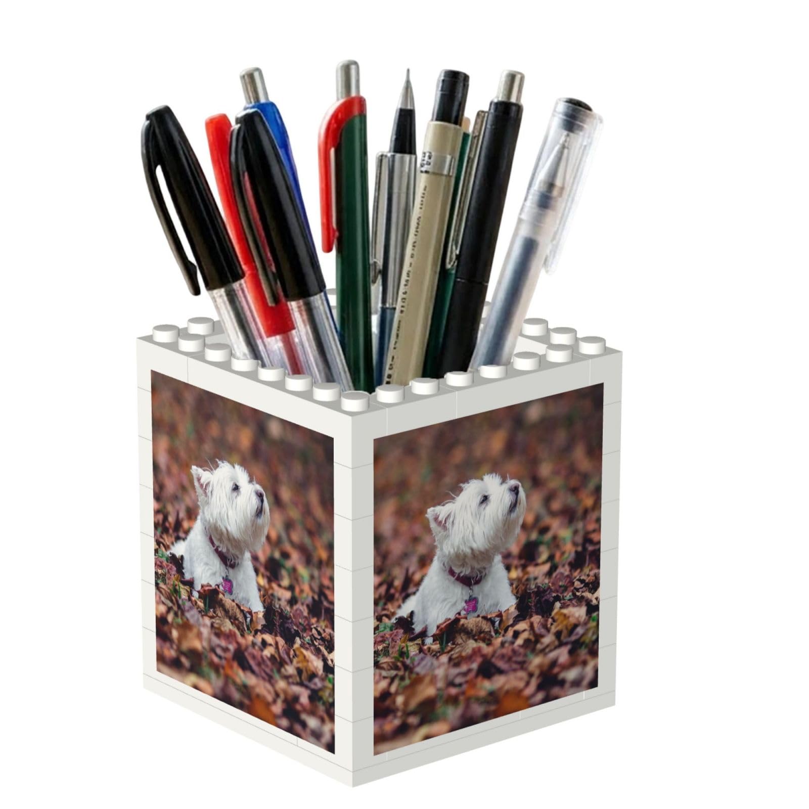 Poadnly Westie Bokeh West Highland White Terrier Dogs, Pen Pot Pencil Holder for Office Home School, Compact Desk Organiser for Office Stationery