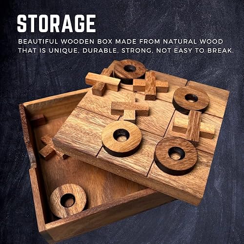 Miniatura 5 de NUTTA - TicTacToe Juego de madera tamaño 5.5 x 5.5 pulgadas, juegos de mesa de madera Tic Tac Toe, mesa de café, escritorio, juguete divertido para