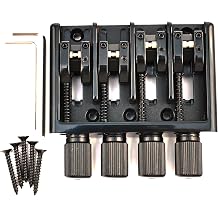 Zinc Alloy High Mass 4-String Headless Bass Bridge ,Superior Sustain & Resonance Fixed Bridge,19mm3/4" String Spacing Adjustable,4-String Headless Bass Replacement Parts Black