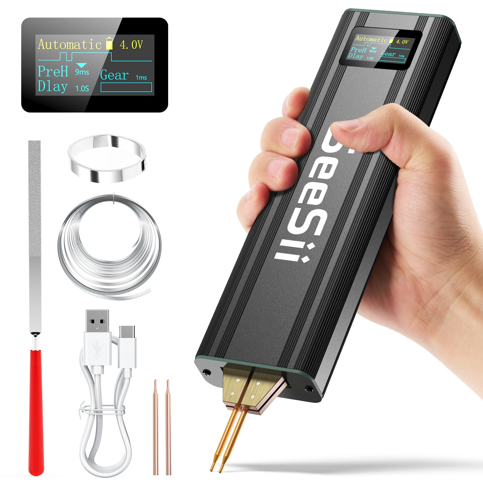 SEESII Soudeur par Points - Soudeuse par Points avec Batterie pour Feuilles de 0,1-0,2 mm Nickel, Fer, Acier Inoxydable (SE-209)