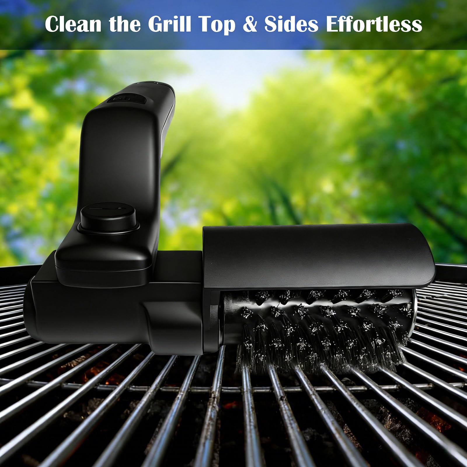 Spazzola Elettrica per Barbecue a Batteria – Testa Orientabile 180°, 3 Velocità, 90 Minuti Autonomia, Impermeabile, Teste Acciaio Inox e Nylon