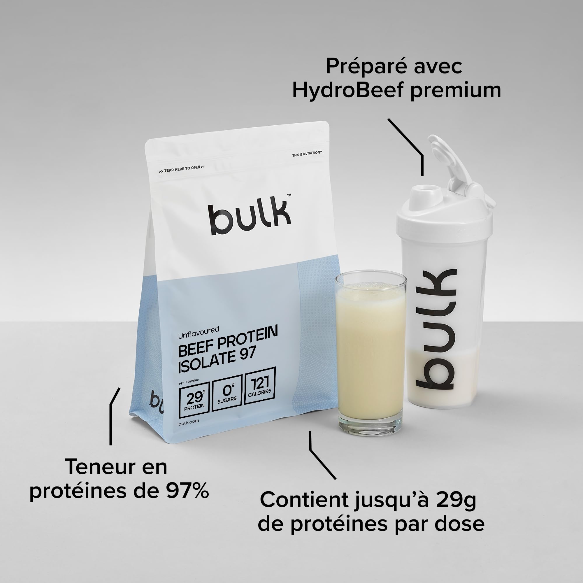 Bulk Isolat de Protéin de Bœuf (HydroBEEF) en Poudre, Shake protéiné, Chocolat, 1 kg