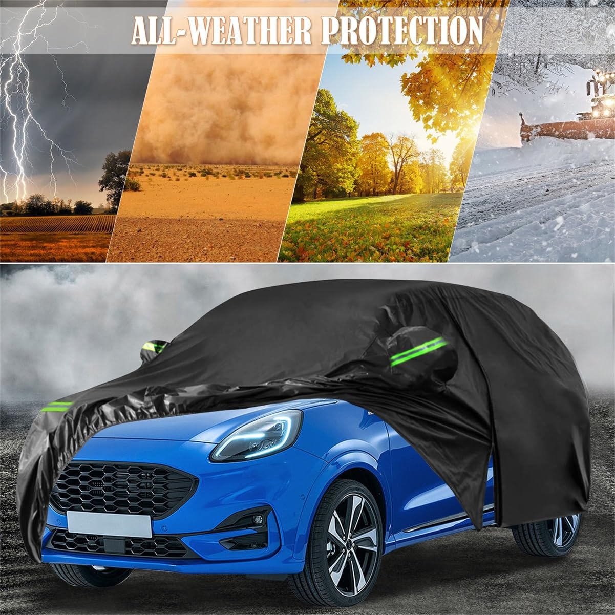 2019-2026 Ford Puma wodoodporny pokrowiec na samochód zewnętrzny z paskiem odblaskowym