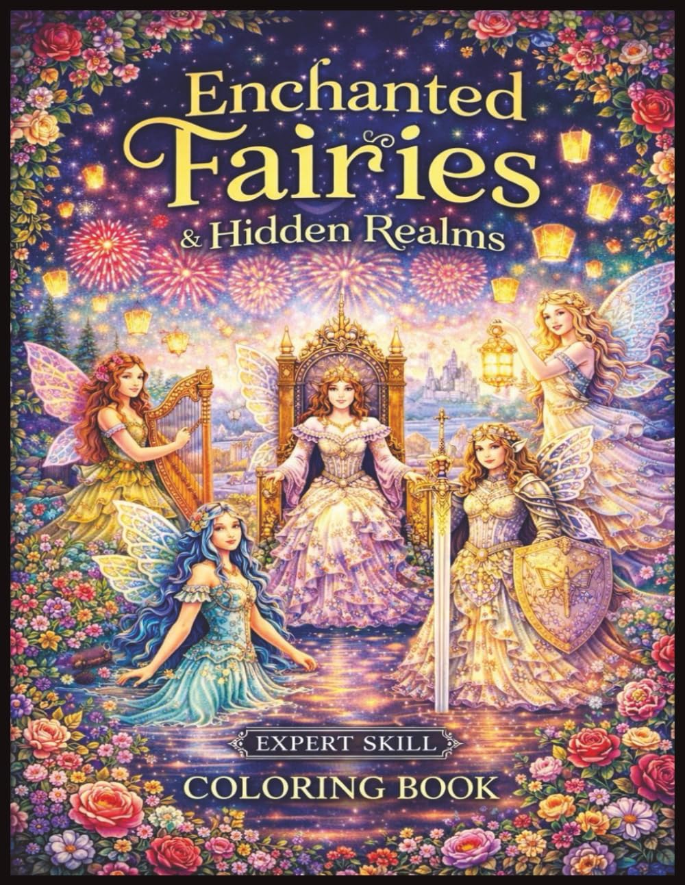 Enchanted Fairies Coloring Book for Adults and Teens: 50 Intricate Fairy Designs with Forest, Water, and Celestial Scenes for Stress Relief & Mindful Creativity