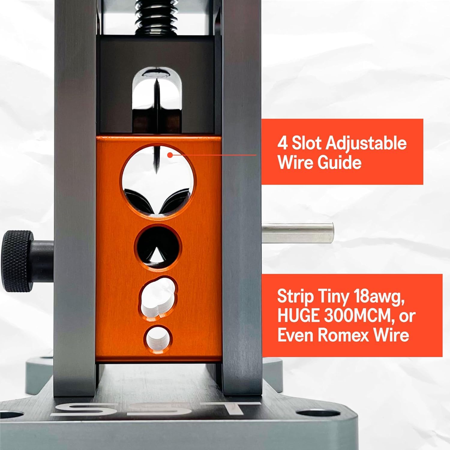 SST - Wire Stripping Machine - Drill-Powered Scrap Wire Stripper - Adjustable Wire Guide & Romex Slot - Strips Copper, Solid, & Stranded Wires — Amazon image 4