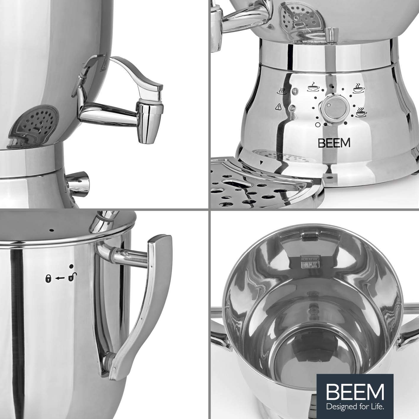 Beem Samovar 7204 3008C 8 litres 2500 W en acier inoxydable/chromé