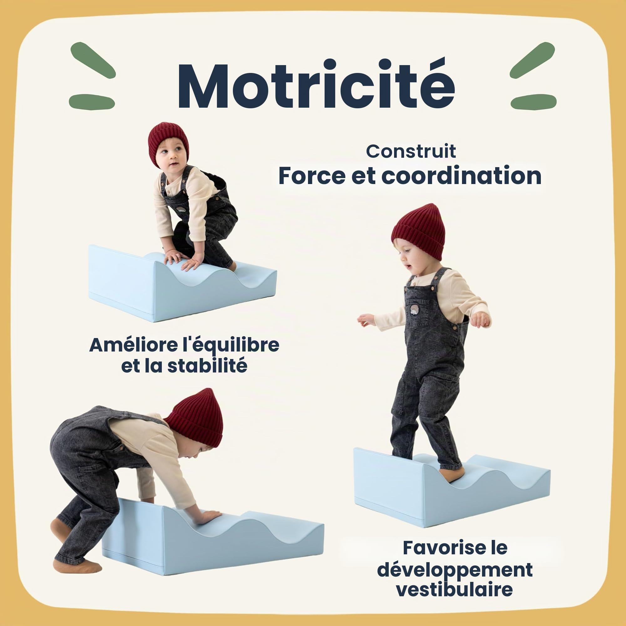 IGLU Soft Play Shape Mini Step Bloc de Mousse ondulée pour Le développement de Ramper et d'escalader pour bébés et Tout-Petits jusqu'à 3 Ans (Wawe)