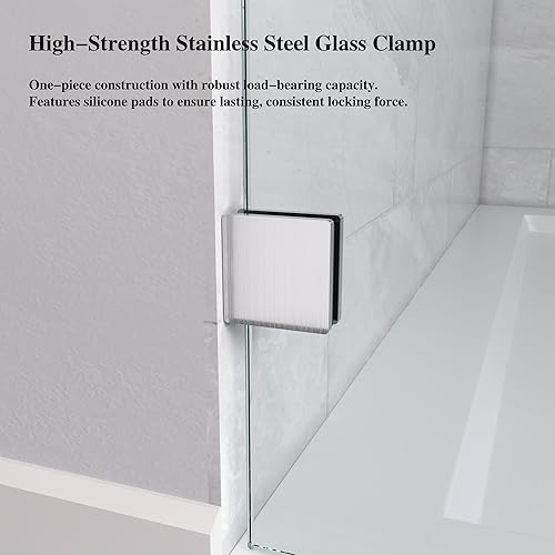 Miniatura 8 de Puertas de ducha sin marco de 56-60 pulgadas de ancho x 76 pulgadas de alto de ancho ajustable, deslizante, de 38 pulgadas (0.394 in), vidrio