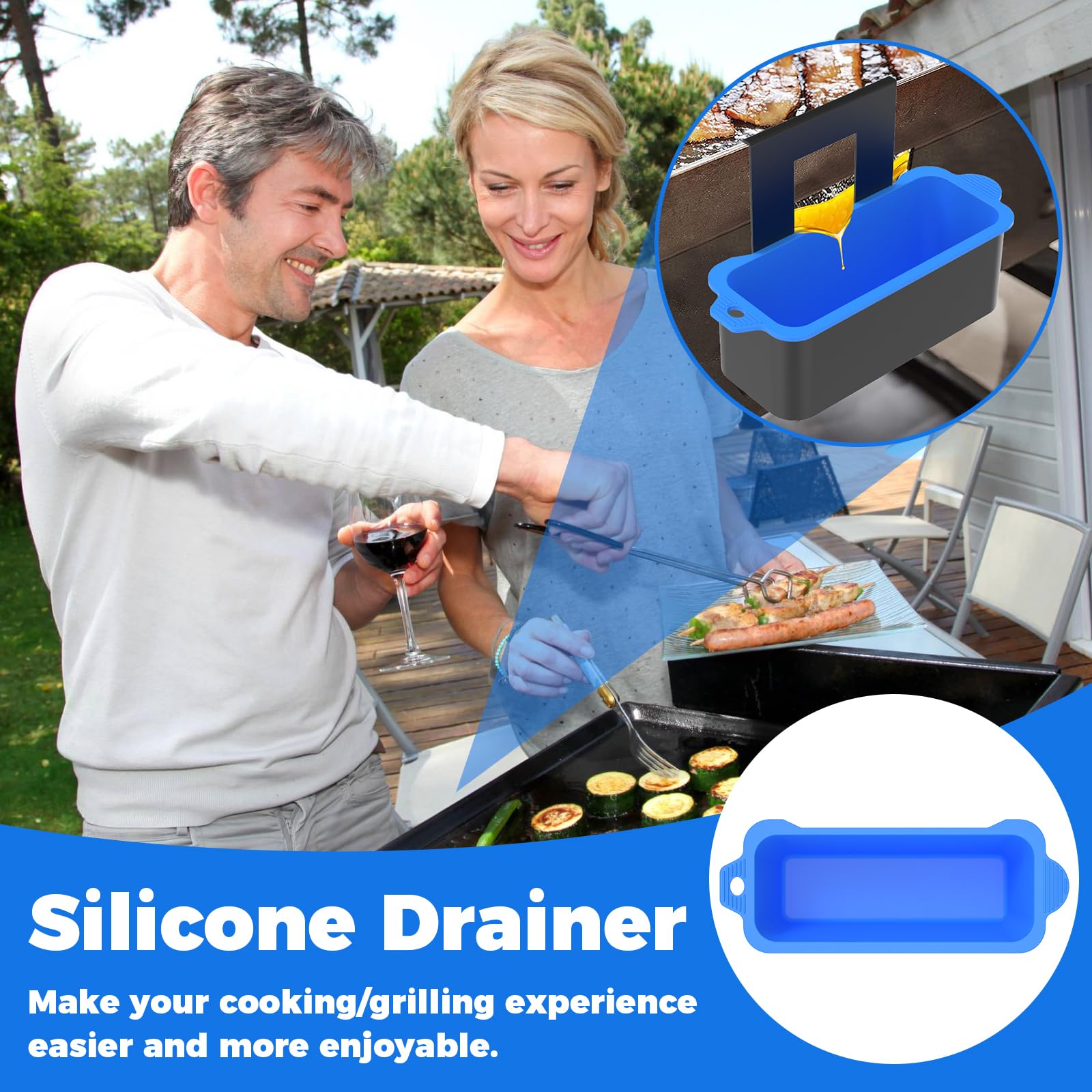 kjcbkcb 5Pcs Silicone Grease Cup Liners, Grill Grease Tray, Mult-Color Grease Catcher Cup, Reusable Grease Catcher Liners, Heat Resistant Drip Pan Liner, Black.stone Griddle Accessories for Barbecue