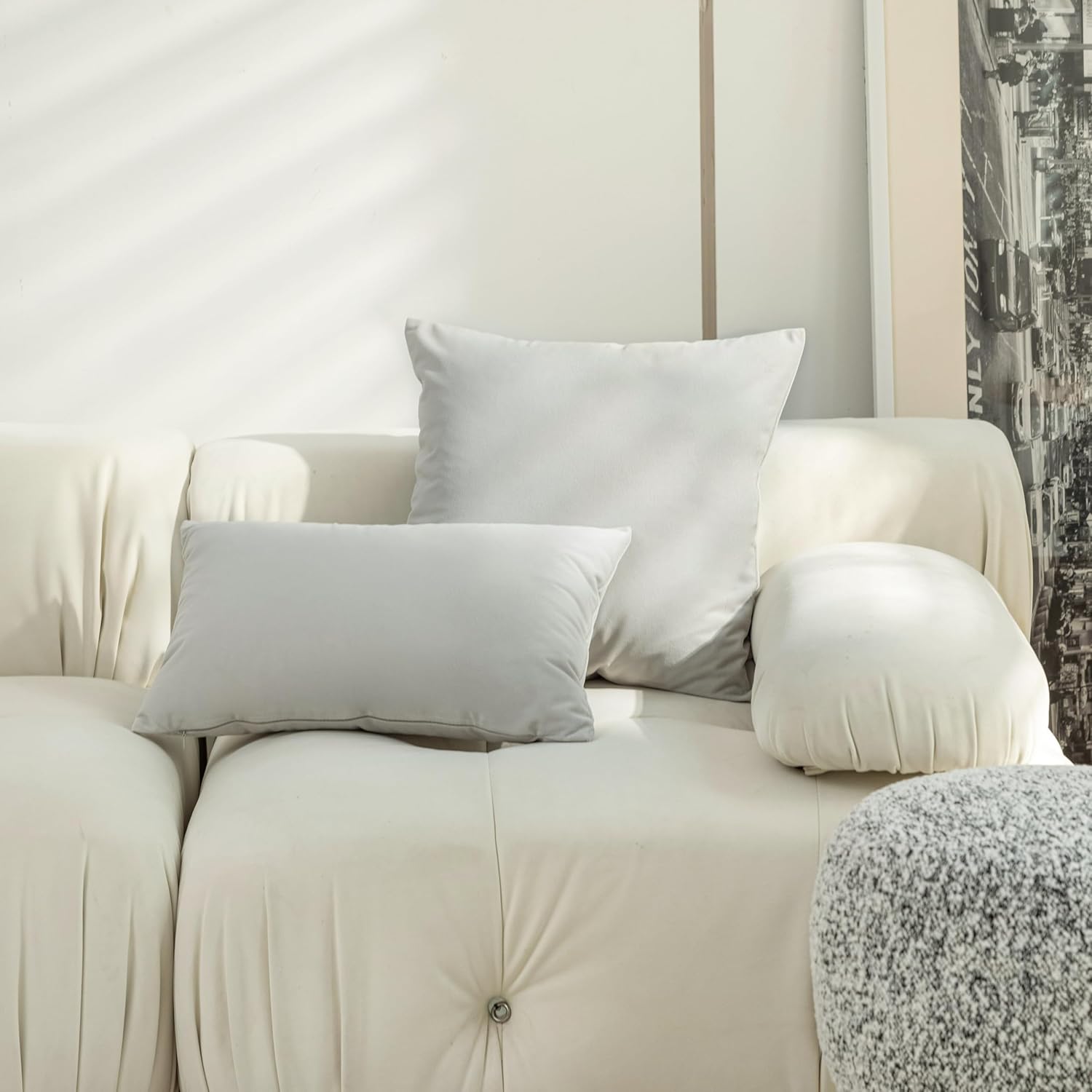 Home Brilliant Decorative Euro Shams Covers 26 x 26 inch Velvet Pillow Covers for Couch Bench Sofa Bedroom 26x26, Set of 2, Rock Gray