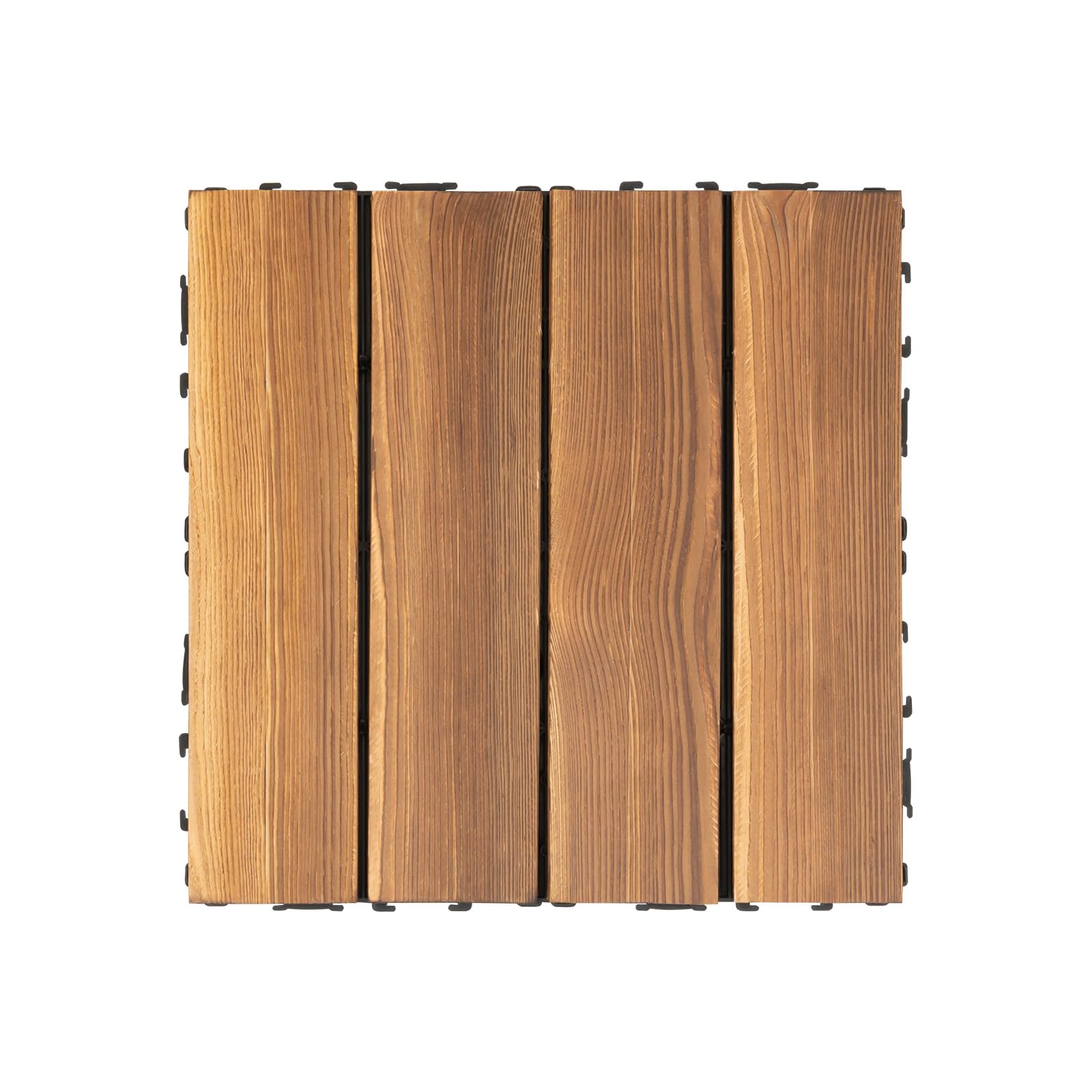 Decking de WPC de 30 x 30 cm, juego de 36 azulejos de clic en imitación de madera, suelo resistente a la intemperie para balcón y terraza, azulejos con función de drenaje, color marrón