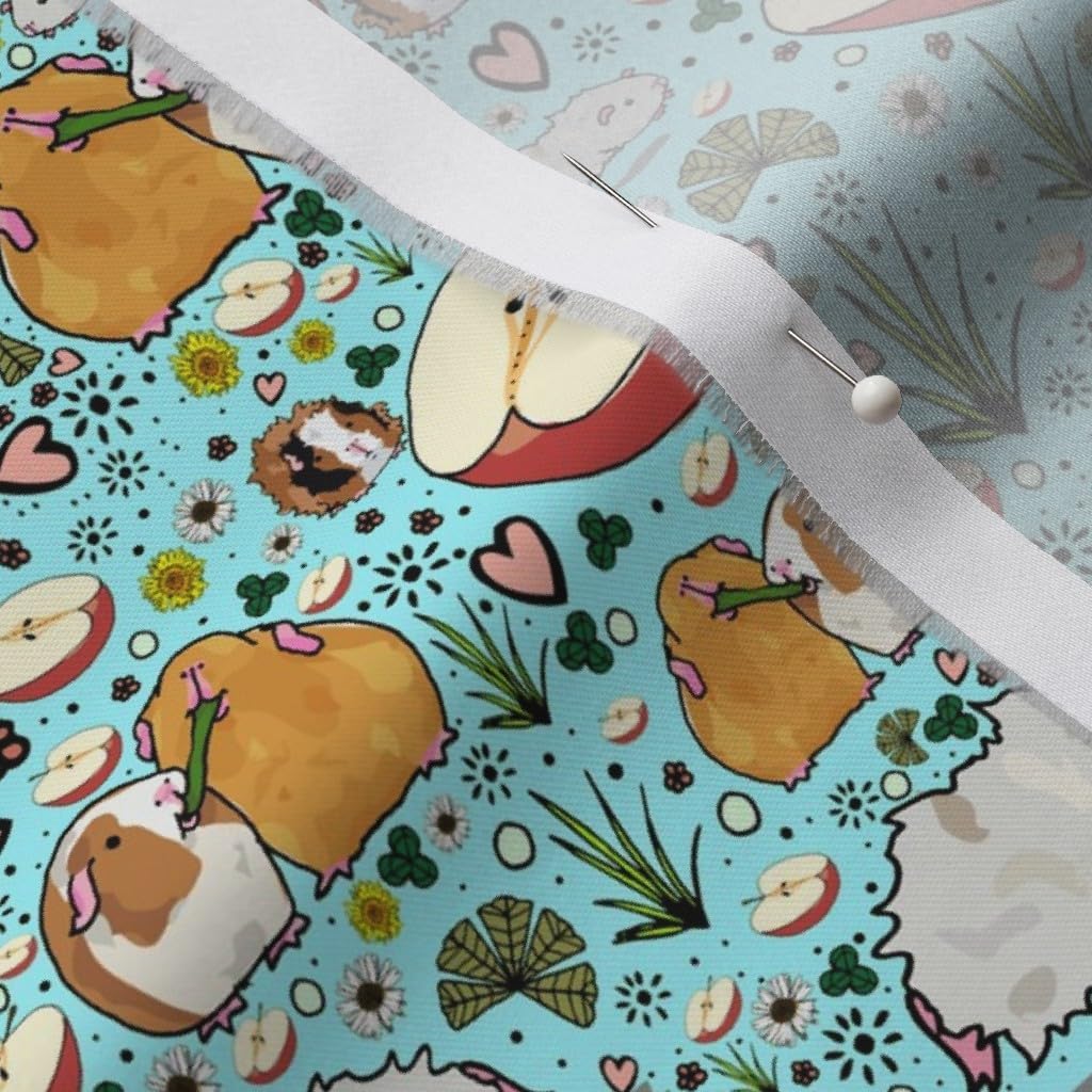 Spoonflower Fabric - Guinea Pigs Blue Pig Cute Cool Printed on Organic Cotton Sateen Fabric by The Yard - Sewing Quilting Apparel Home Decor