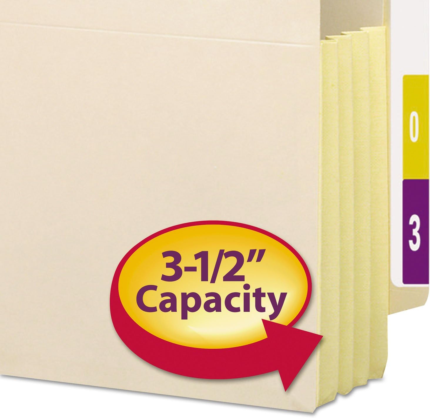 Smead End Tab File Pocket, Reinforced Straight-Cut Tab, 3-1/2" Expansion, Tyvek®-Lined® Gusset, Legal Size, Manila, 10 per Box (76164)