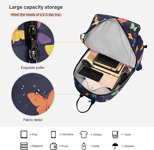 Miniatura 6 de Bolsa de pelota de raqueta de tenis, impermeable, coloridas mariposas, color negro, 3 raquetas de bádminton, bolsa de pickleball para adolescentes,