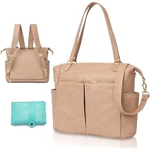 MOMINSIDE Diaper Bag Tote Leather Diaper Bag Backpack with 14 Pockets, Baby Registry Search, Large Baby Bag, Changing Pad