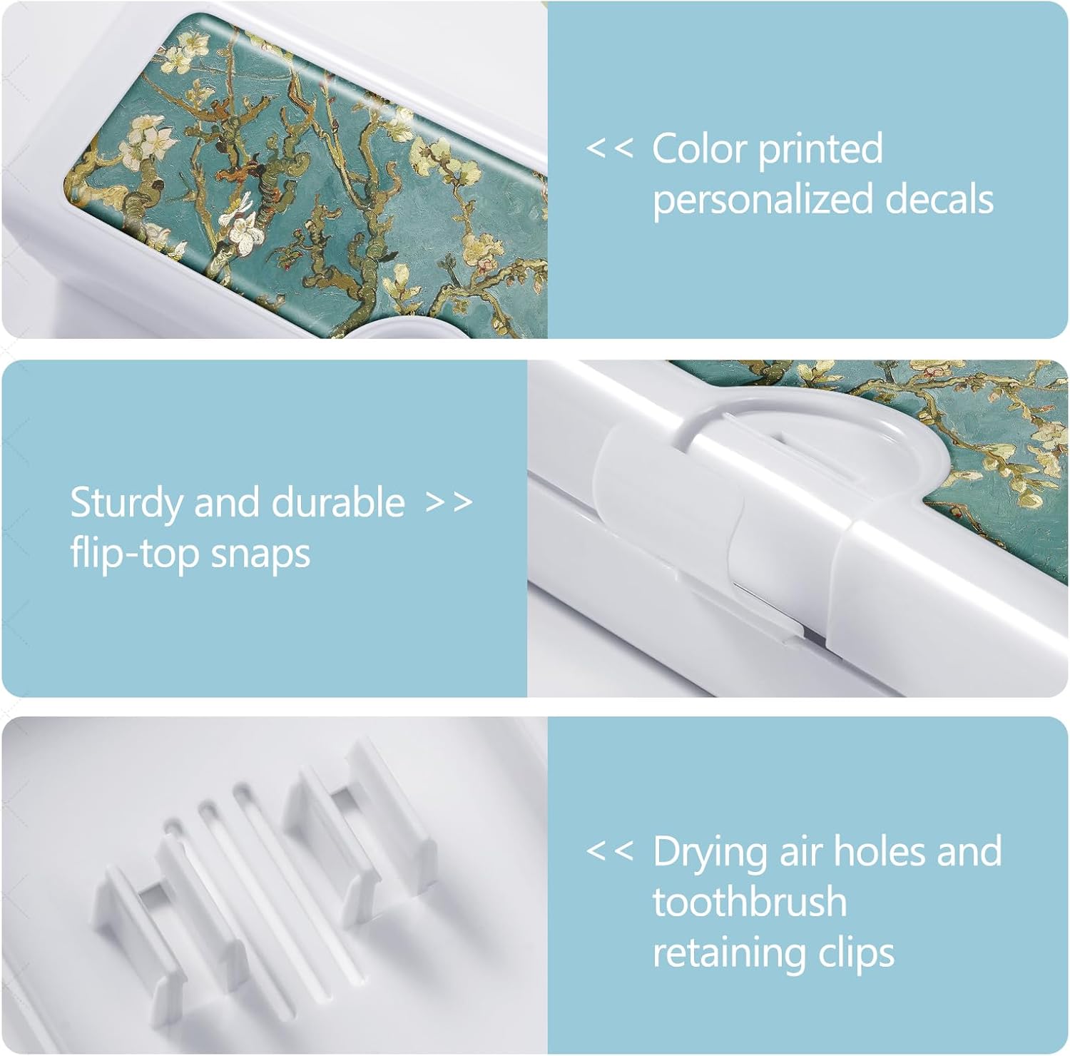 Toothbrush Travel Case - Colorful Pattern, Holder and Covers for