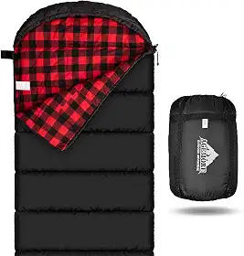 AGEMORE Saco de dormir de flanela de algodão para adultos, saco de dormir leve de algodão XXL para acampamento, mochila ou caminhada, resistente à água, saco de dormir de 3 a 4 estações para clima