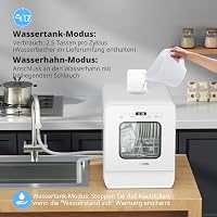 AIRMSEN Asztali Mosogatógép Mini 37x50cm Víztartállyal 9 Program 360° Permetezés Fehér 5