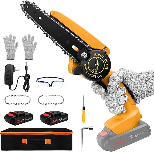 VOKITA - Mini motosierra inalámbrica motosierra eléctrica de 6 pulgadas motosierra eléctrica para cortar madera ramas de árbol motosierra eléctrica