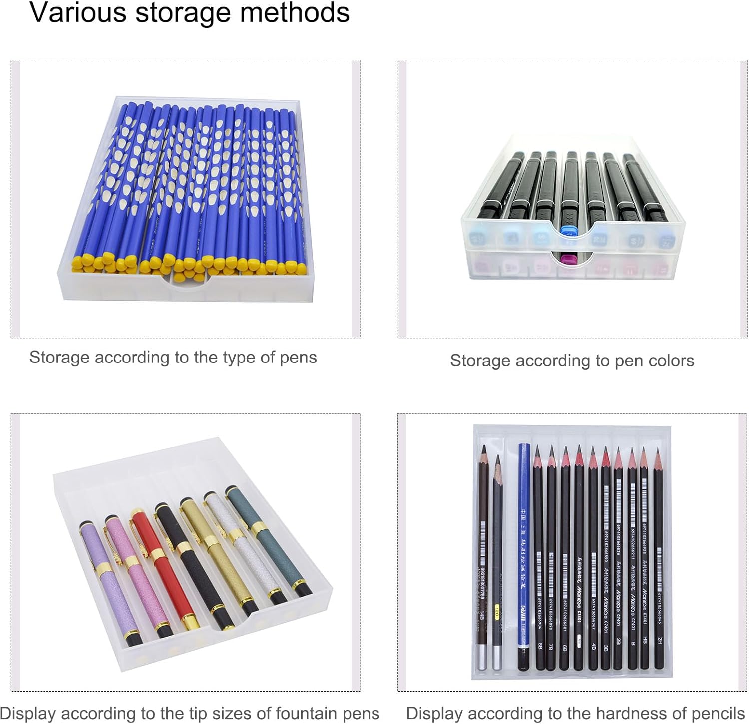 Craft Organizers and Storage, Pencil, Crayon, Marker, Pen Organizer, Pen Holder, Pen Tray Storage with Gel Pens, Fountain Pens, Chalk for Office, Art & Craft Room - 8Pack