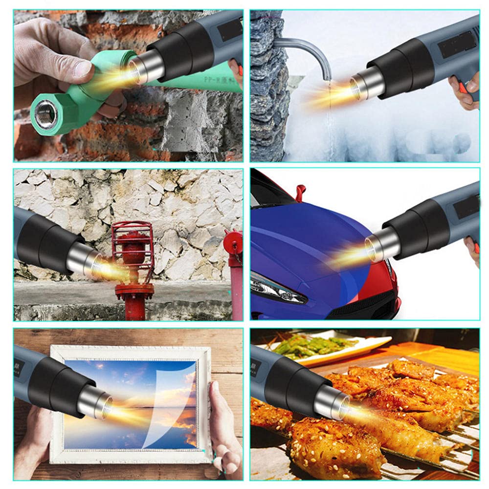 Décapeur Thermique, Pistolet à Air Chaud 1800W Professionnel Pour Décaper la Peinture, Contrôle de Précision de la température, 7 buses pour enlever la peinture/plier les tuyaux/rétrécir PVC