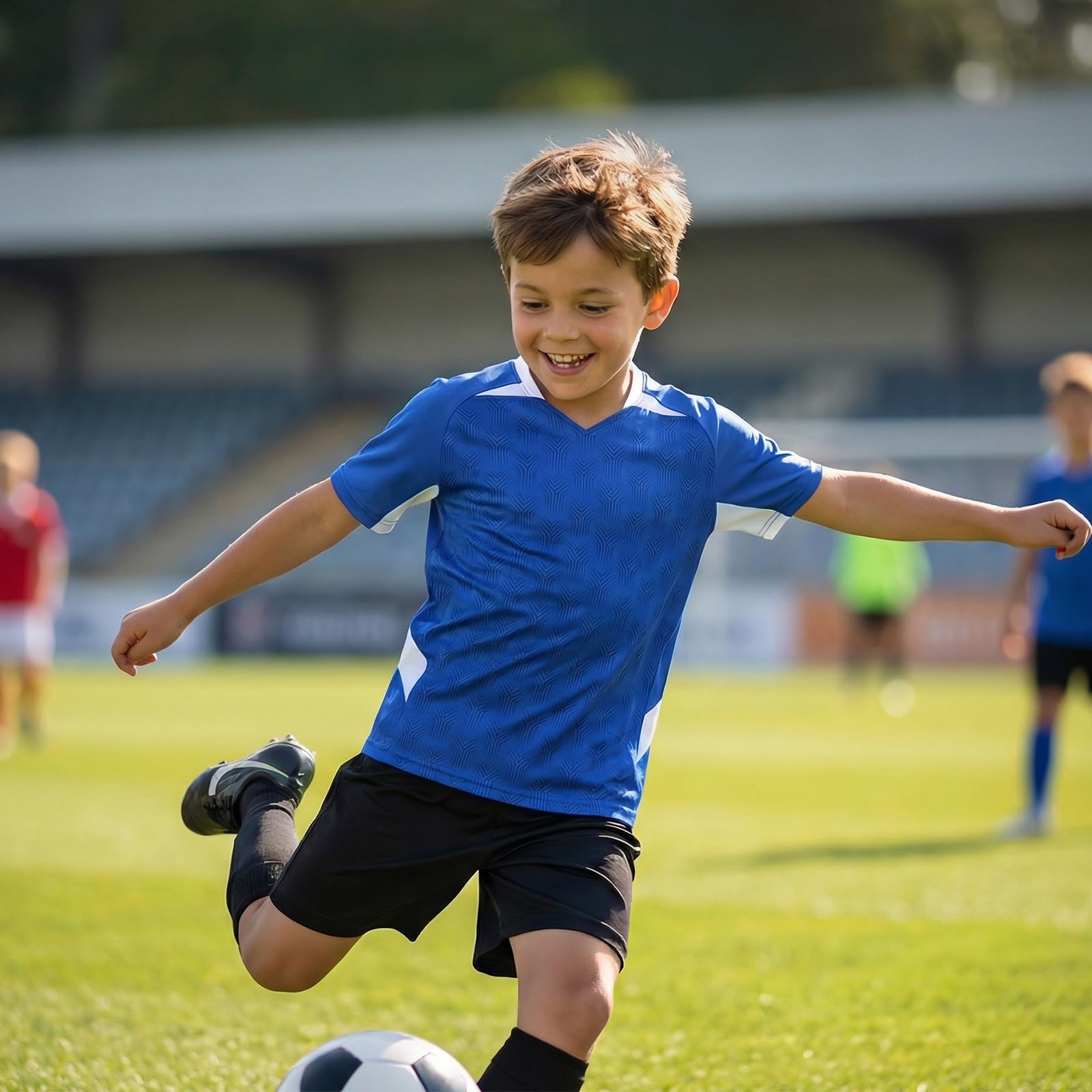 viiotu Completo Calcio Bambino, Set di Maglia e Shorts a Secco Rapido per Allenamento Scuola Gimnasio - 4