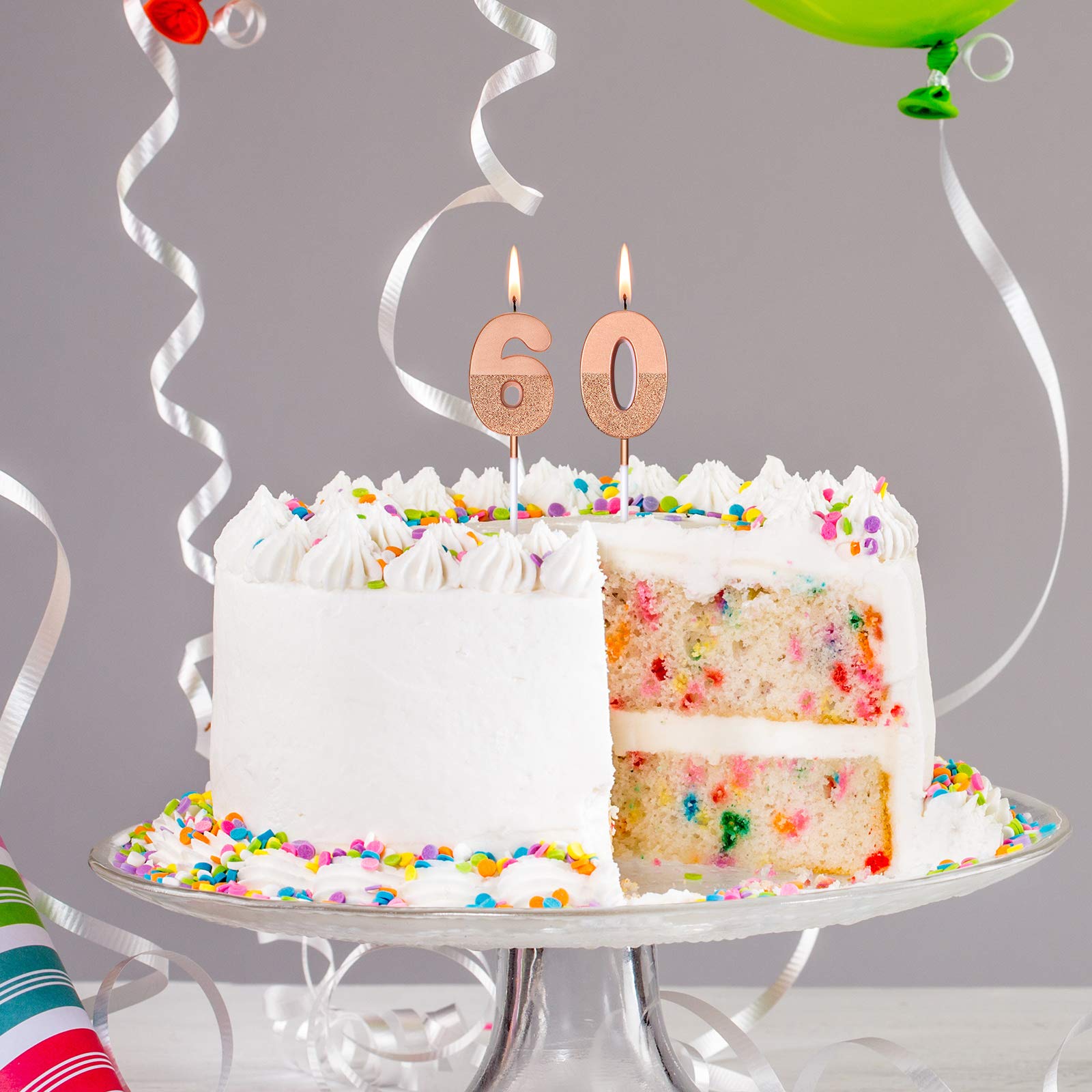 Amazon.co.jp: BBTO 60歳の誕生日キャンドル グリッターケーキ 数字