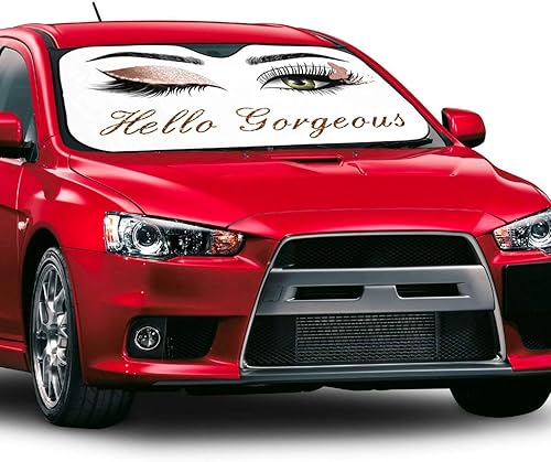 Miniatura 9 de Paraguas para parabrisas de automóvil, con pestañas de Hola ojos, magnífico parasol para automóvil, bloqueo UV, plegable, para la mayoría de