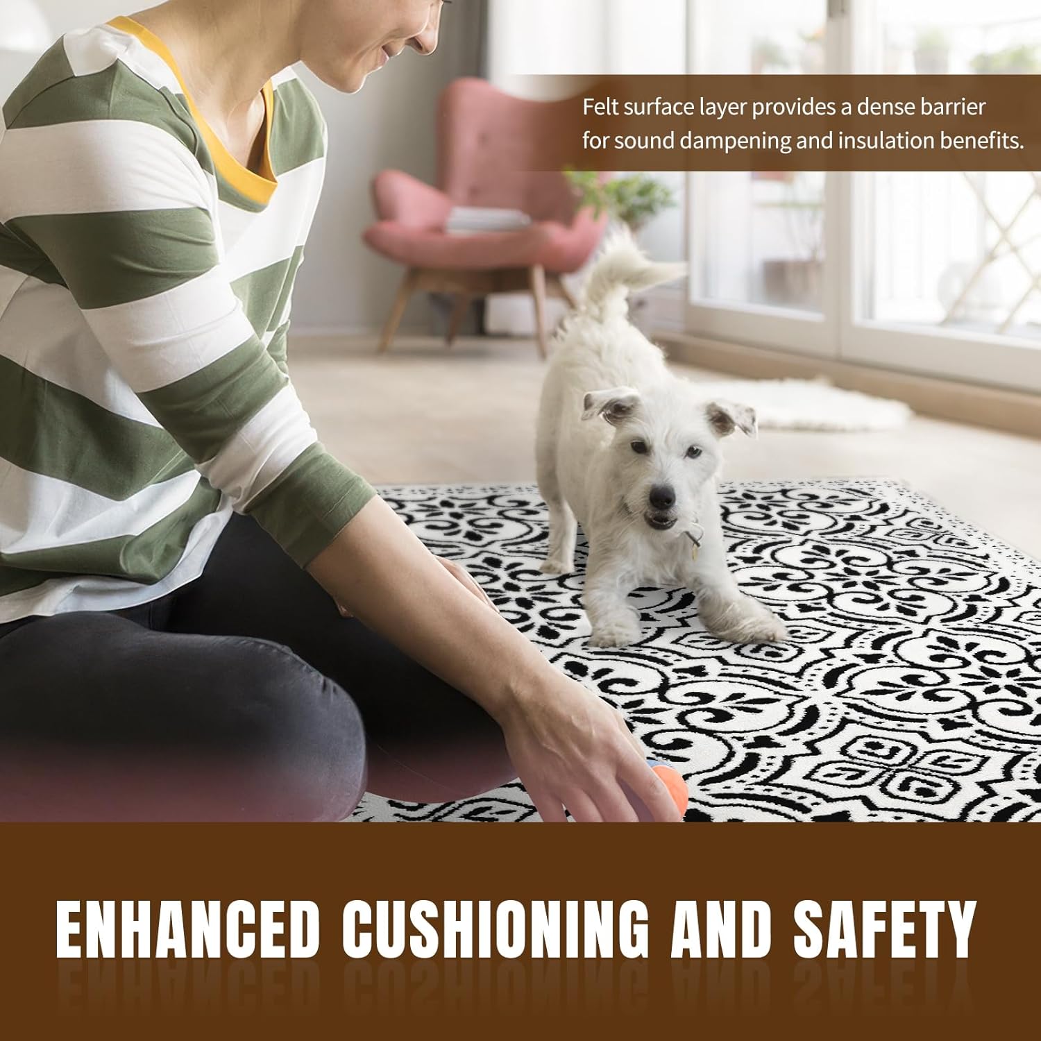 LINLA Non Slip Rug Pad, 2' x 10', 1/8" Thick Felt and Rubber Protective Padding - Low Profile Cushion and Rug Gripper for Hardwood Floors