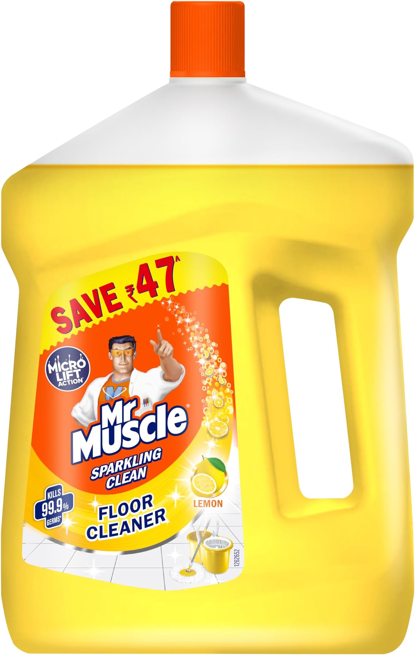 Mr. Muscle Floor Cleaner, Lemon, 2 Ltr | Kills 99.9% Germs