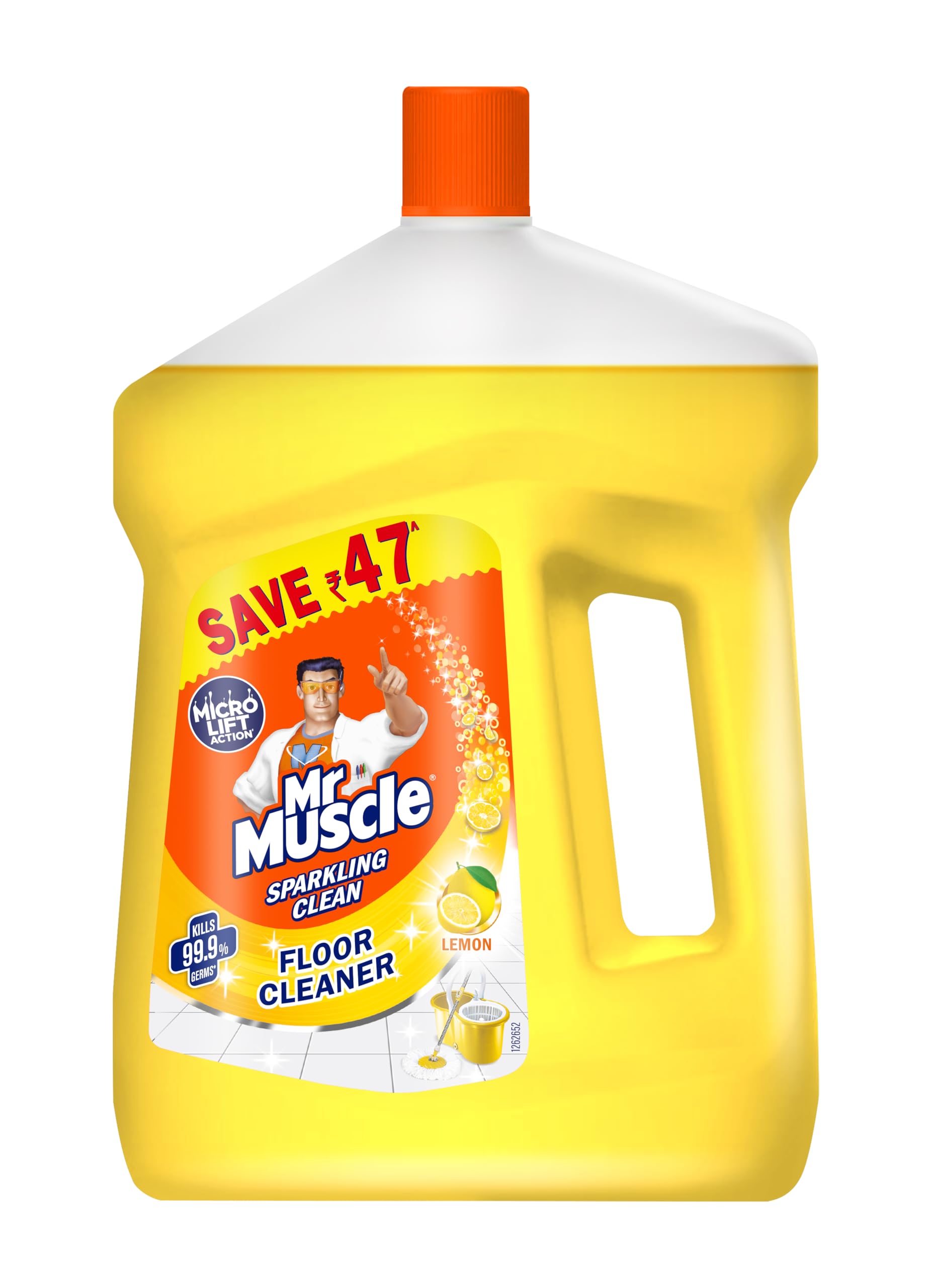 Mr. Muscle Floor Cleaner, Lemon, 2 Ltr | Kills 99.9% Germs