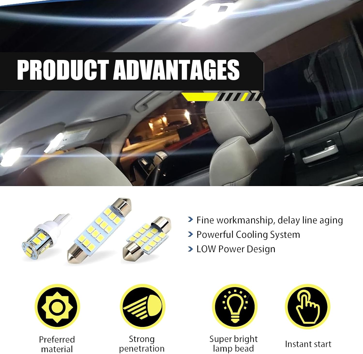 20PCS Car Led Bulb, T10 31 mm 42 mm 10W 12V 6000K LED Bulb Kits, 3 Sizes Dome Map Door Lights License Plate Light, Universal for Most Cars (White) image 3