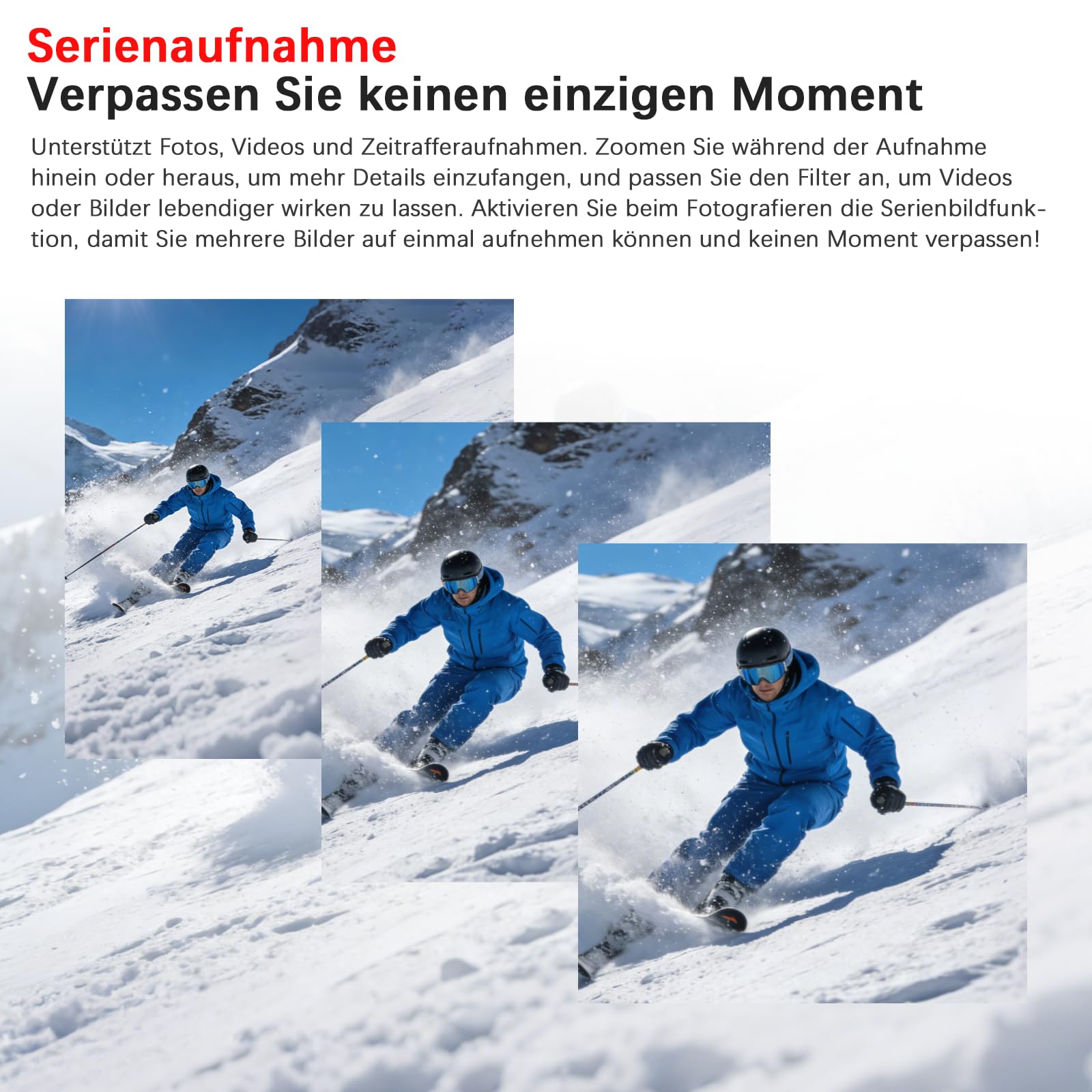 4K Mini Vlogging Camera Action Cam, Mini Pocket Vlog Kamera Live Übertragung Handy mit 32GB SD Karte, Tragbar Bildstabilisator Aktion Kamera mit Touchscreen und Langer Akkulaufzeit