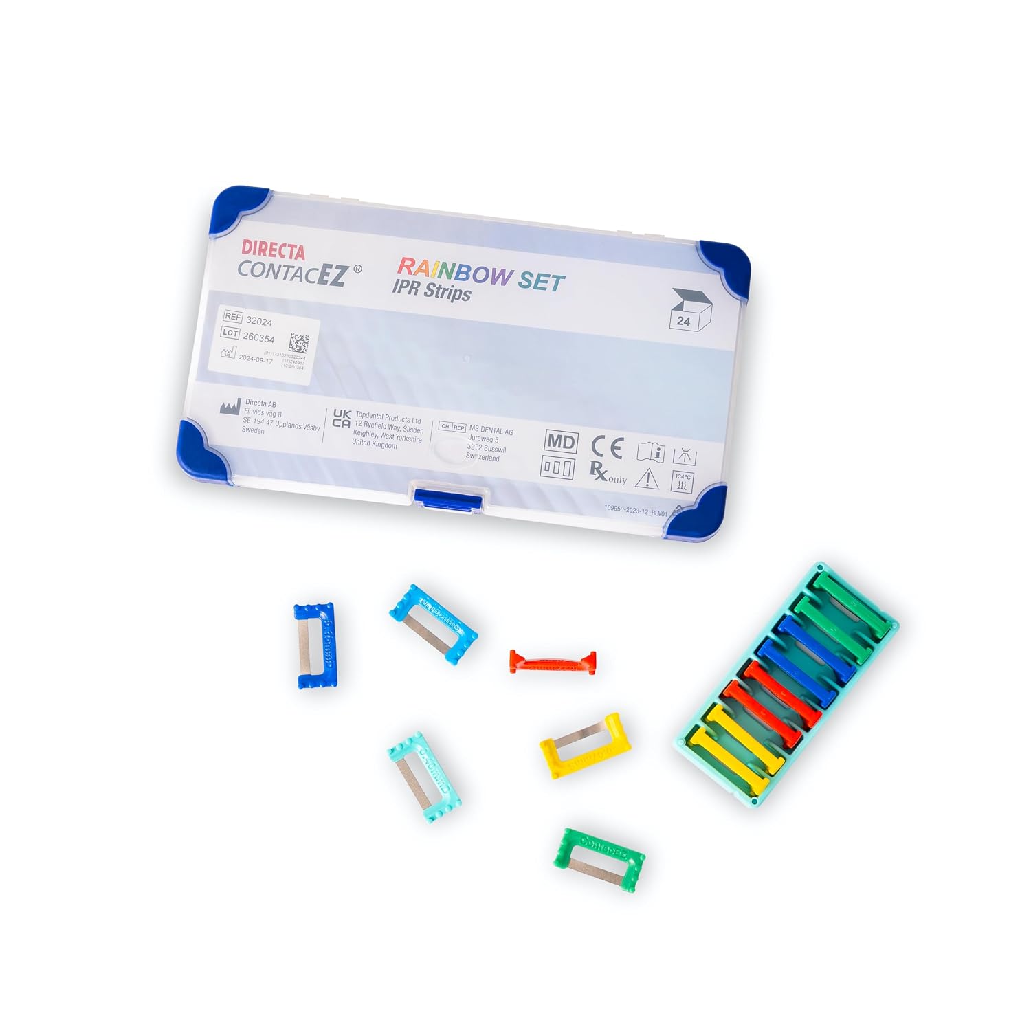 Directa 32024 ContacEZ IPR Interproximal Strips Rainbow Set 0.07mm-0.50mm 24/Pk