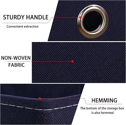 Miniatura 7 de NieEnjoy Cajas de almacenamiento negras plegables, cubos de tela de 11 pulgadas, organizadores de almacenamiento de tela con asas para el hogar,