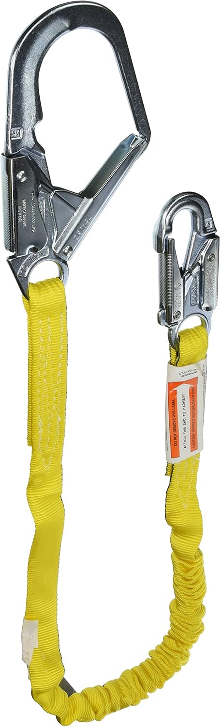 Miller by Honeywell 219WRS/4FTYL 4-Feet Manyard Shock-Absorbing Webbing Lanyard with 2-1/2-Inch Locking Rebar Hook, Yellow