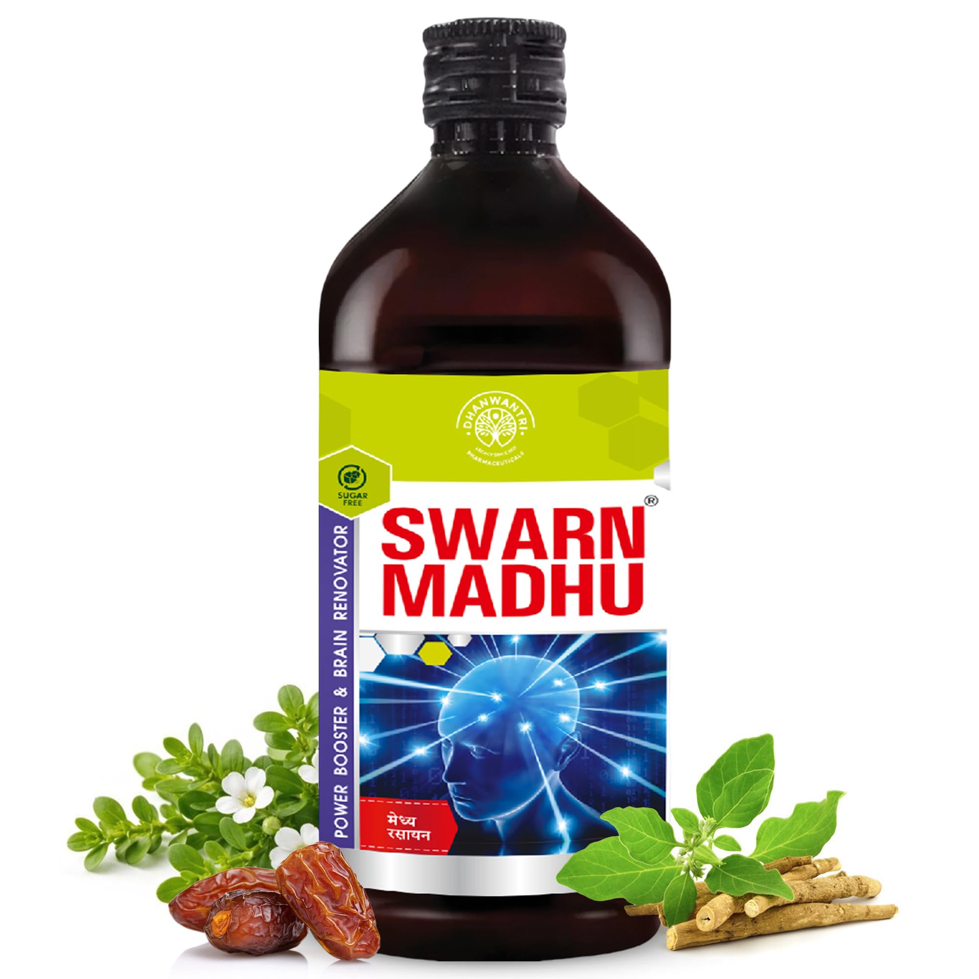 Swarn Madhu Ayurvedic Brain Tonic Sugar-Free Herbal Syrup for Memory, Focus & Stress Relief | With Ashwagandha, Brahmi, Shankhpushpi – 380 ml-image-33