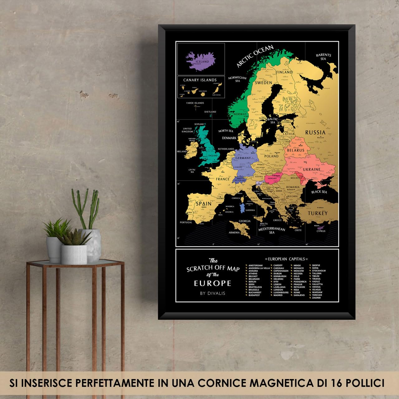 Gratta Mappa Europa Facile da Incorniciare - Mappa di Viaggio Europa - Mappa più Europe - Mappa Grattabile Europa - Scratch off Map of Europe - European Map Scratchable Poster