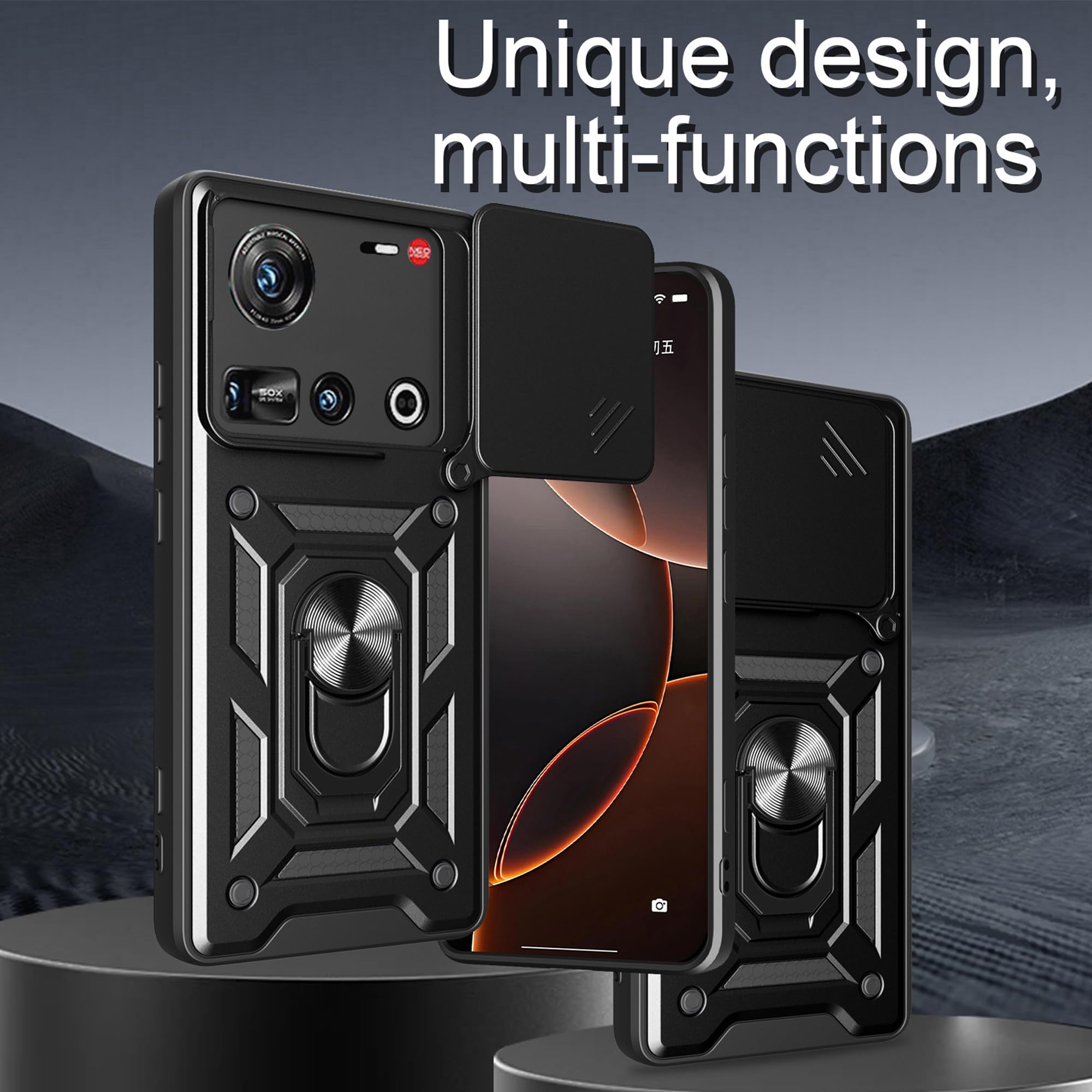Custodia IPhone 17 Pro Max Con Anello Magnetico - Protezione Militare E Fotocamera Scorrevole